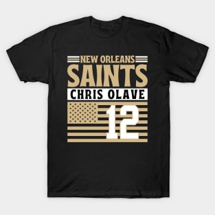 New Orleans Saints Olave 12 American Flag Football T-Shirt